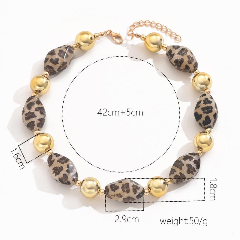 Fashion Color-blocked leopard print necklace For Women Ladies