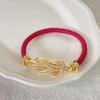 2026 Thick-plated 18K Gold, Half-diamond with Diamond 8-character Horseshoe Buckle Bracelet, Natal Year Red Rope, Hand Rope, Advanced Sense