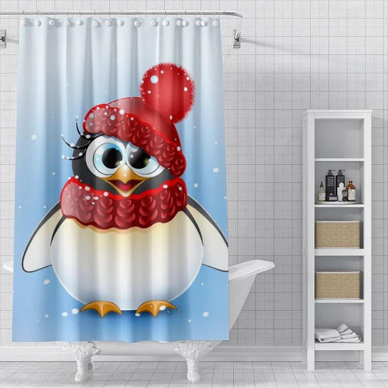Home Decoration Shower Curtains For Bathroom Waterproof Curtain Fabric Modern Nordic Style Living Room Merry Christmas Winter