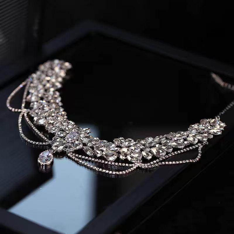 Super flash necklace, flash bride luxury temperament necklace, new heavy industry exquisite main wedding dress atmospheric neck chain
