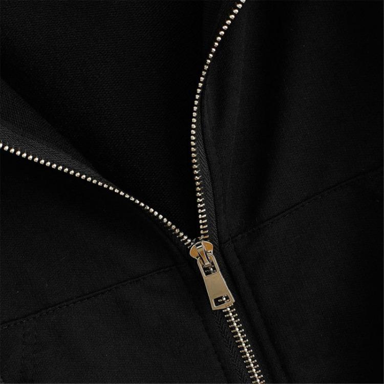 Women's Casual Zip Up Hooded Sweatshirt with Drawstring and Pocket Solid Color Top