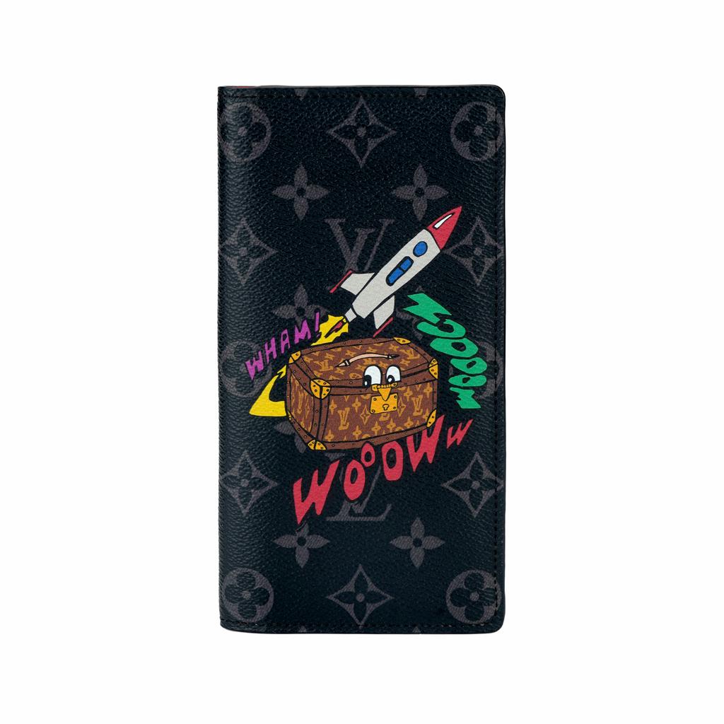 Louis Vuitton Brazza Holiday Comic Graffiti Monogram Canvas Wallet Men Wallets Black M80931