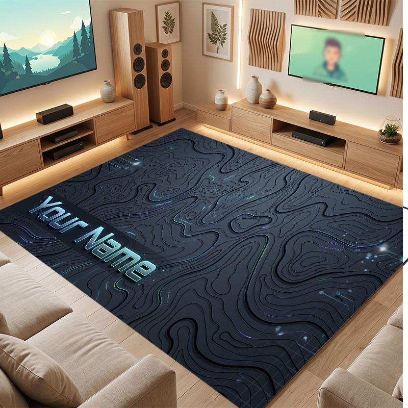 Abstract Personalized Theme Crystal Velvet Floor Rug Personalized Custom Name Text Warm Carpet Home Decoration