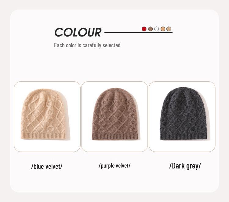Cashmere 2025 Autumn/Winter Women's High-End Cable Knit Thick Warm Casual Fisherman Hat