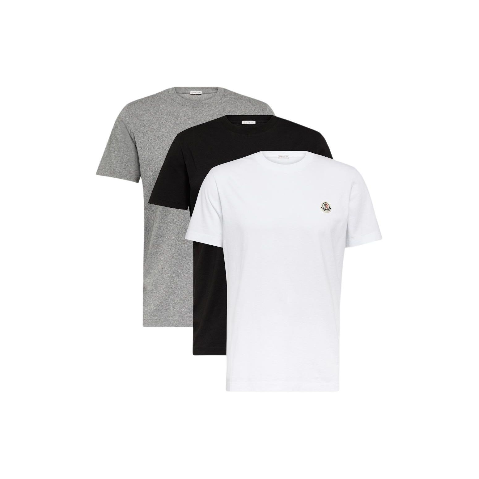 Moncler SS24 Logo Effen Kleur Ronde Hals Korte Mouw T-shirt 3-Pack Heren Tops J10918C00025829H83P1 M