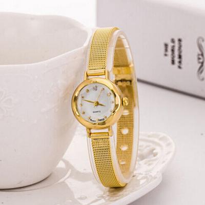 Modische Damen-Armbanduhr mit feinem Legierungsband, Strass-Zifferblatt und Quarz-Armband