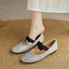 New Cowhide Casual Single Shoes Women's Non-slip Four-season Lazy Shoes Beef Tendon Sole Solid Color Round Head Low Heel Flat Sole Single Shoes