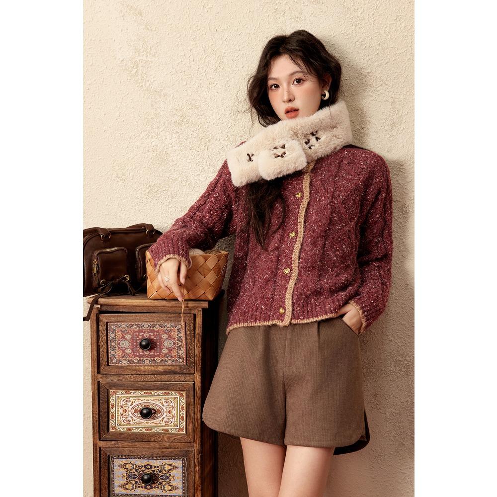 MISHOW Wine Red Cardigan Women Winter New Fashion Long Sleeve Sweater Jacket Loose Round Neck Tops Female MXD56Z0972