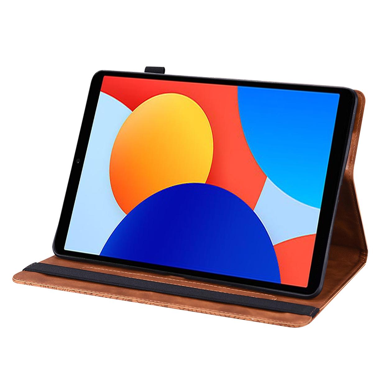 

For Xiaomi Redmi Pad SE 4G 8.7 inch Case Peacock Flower Pattern Card Holder Leather Tablet Cover Brown