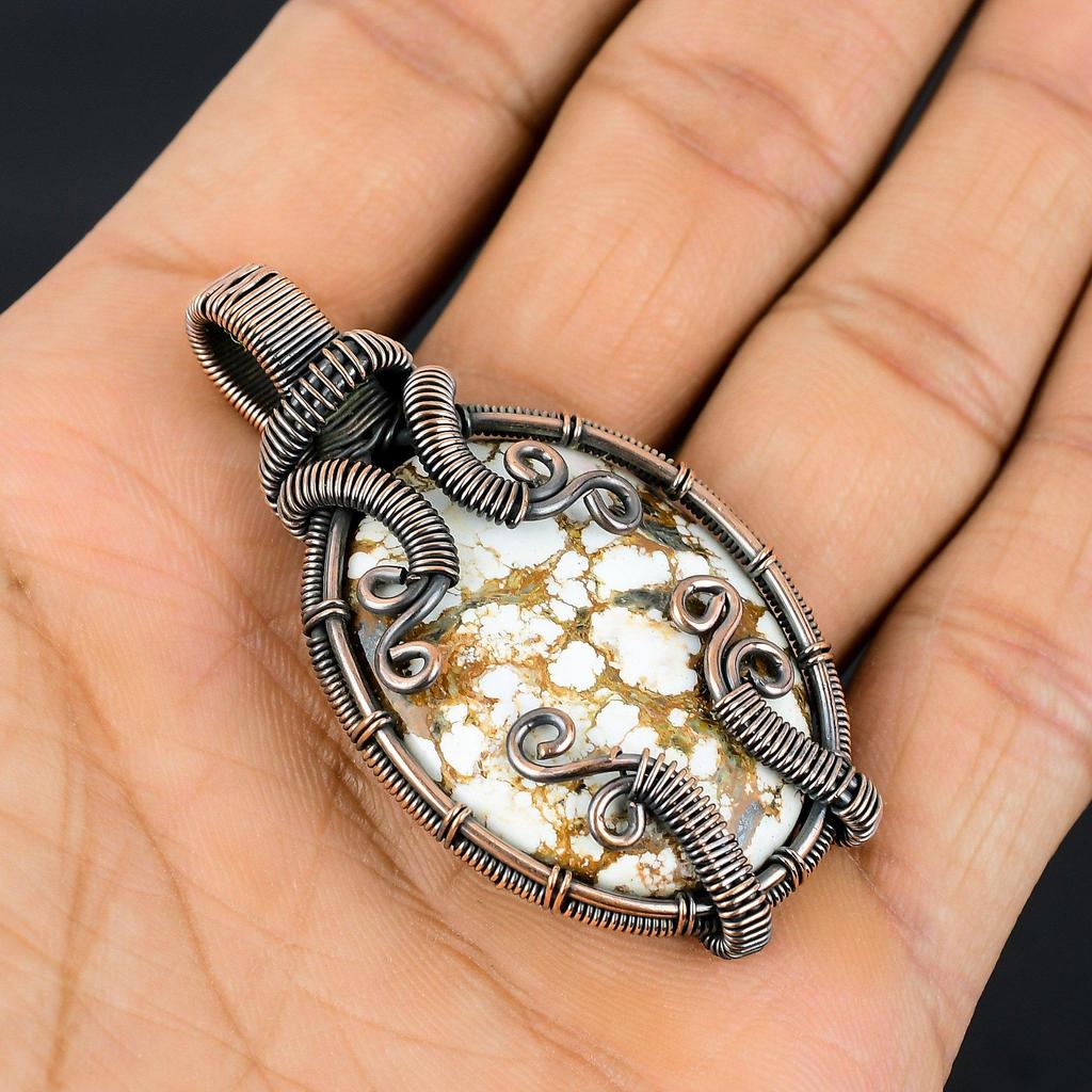 Wild Horse Pendant, 999 Copper Wire Wrapped Jewelry, Gemstone Pendant, Gift For Her Handmade Dainty Jewelry