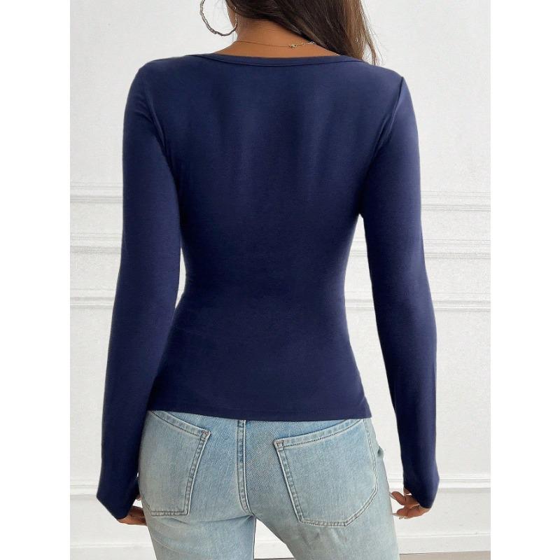 Heißes Mädchen Stil Vielseitiges Langarm-T-Shirt Gefütterte Oberteile Damen Frühling und Sommer Unabhängige Station