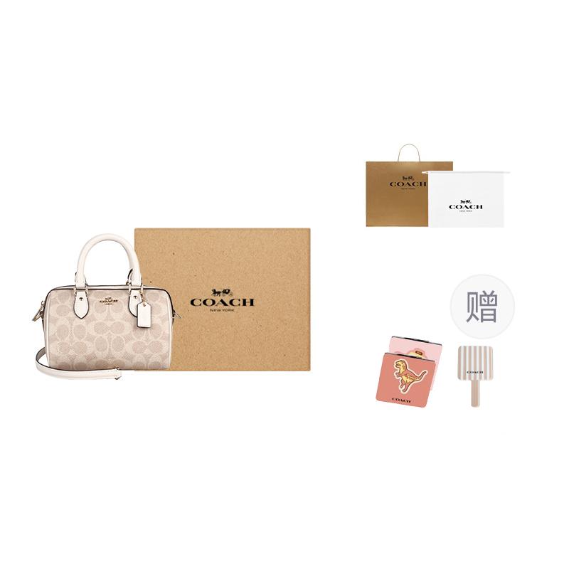 Coach Rowan 18 Klassischer Print Reißverschluss Synthetikleder Schulter Crossbody Handtasche Kleine Damenhandtaschen Vanille-Weiß CW329-IMXDM