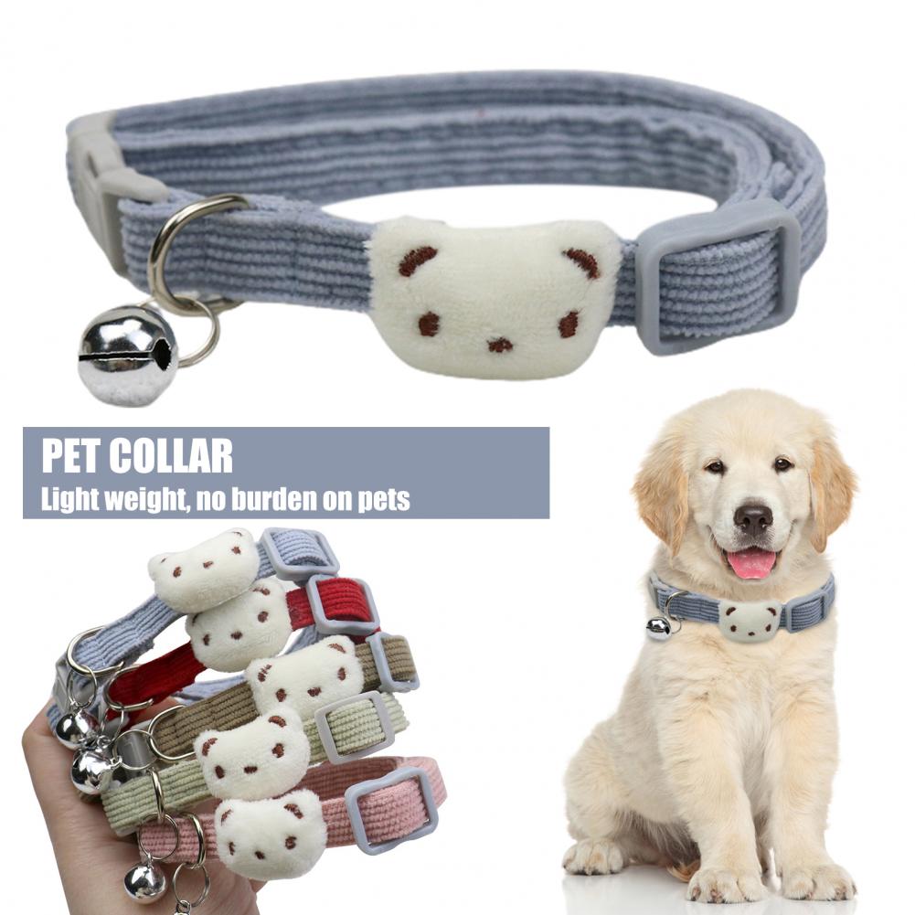 Lovely Pet Collar Adjustable Cartoon Style Soft Pet Necklace with Bell Adjustable Small Dog Cat Collar Pet Supplies