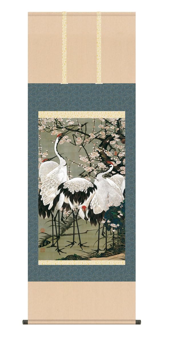 

Подвесной свиток Цветы и от Ито 150см х павловния Японский известный иностранный известный дизайн интерьера Сливы Журавли Дзякутю, 153см, коробка, 10-летний