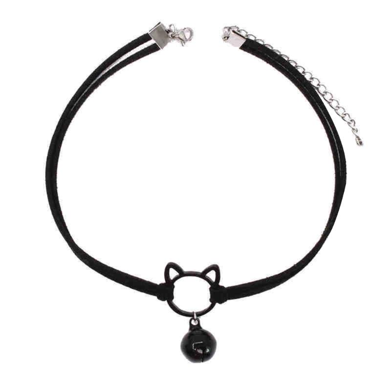 Cat Clavicle Chain Cat Bell Pendant Choker Cute Cat Chocker Necklace Goth Choker