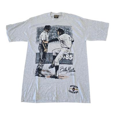 Vintage 1990s New York Yankees Billy Martin Jumbo Print Graphic T-shirt.