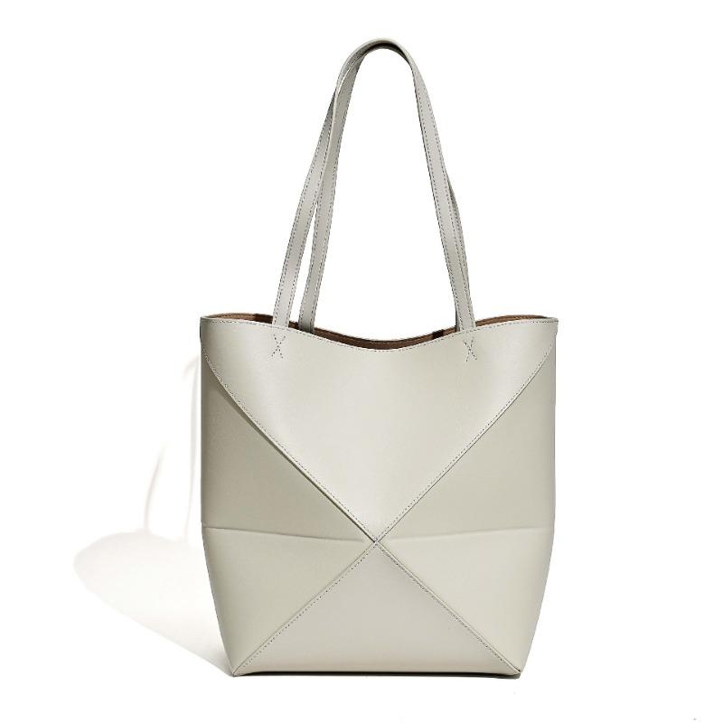 

Deformed Geometric Bag, Cowhide Folding, High-end Tote Bag, Large-capacity Commuting Single-shoulder Bag One Size білий