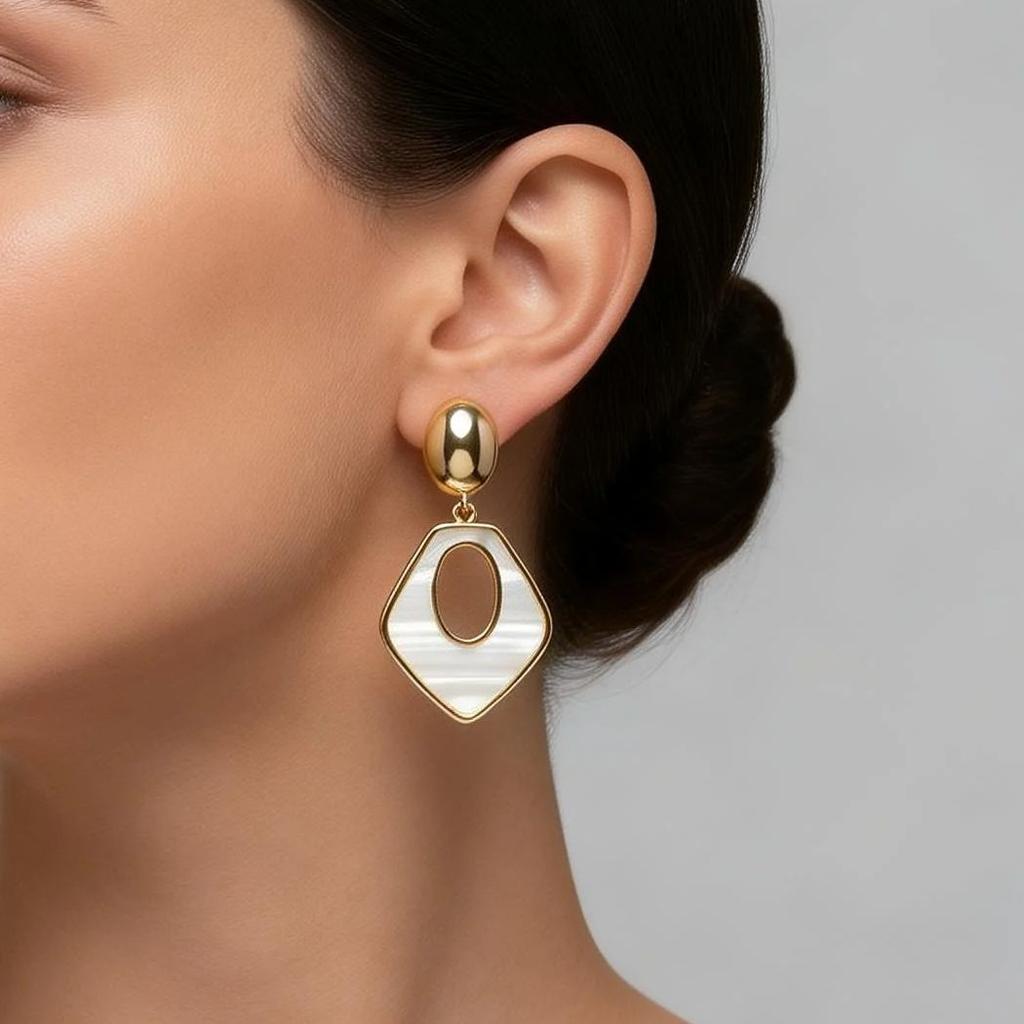 Irregular Geometric Stainless Steel Dangle Earrings for Women Hollow Rhombus Big Pendant Earrings Elegant Charming Jewelry