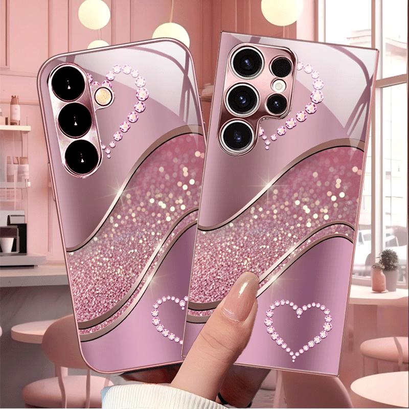 Damenstil Liebesmuster Exquisite Handyhülle Glas-Handyhülle für Samsung Galaxy S26 S25 S24 S23 FE Ultra Plus Sturzfest
