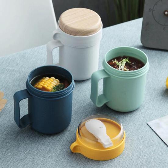 Kubek śniadaniowy 500ml Silikonowy odpowietrznik Klasa kontaktu z żywnością Wielofunkcyjny Przenośna miska na owsiankę z szczelną pokrywką i uchwytem Do codziennego użytku