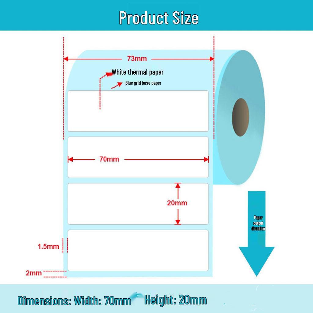 Xi Yin Thermal Adhesive Barcode Printing Paper - 70x20mm, 60x40mm Sizes