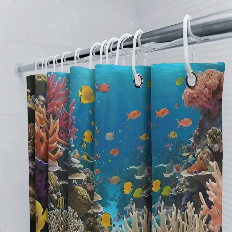 Underwater World Shower Curtain Sea Life Corals Fish Bath Decor Custom Printing Waterproof Washable Polyester Home Accessory 3D