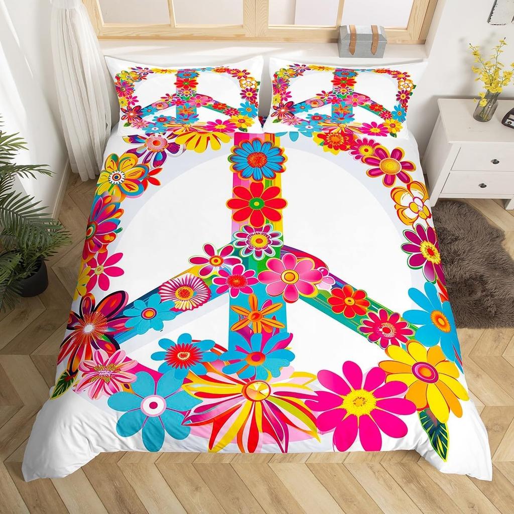 Exotic Mushroom Eyes Rainbow Duvet Cover Queen King Size Bohemian Style Bedding Set For Men Women Halloween Floral 3 Pcs