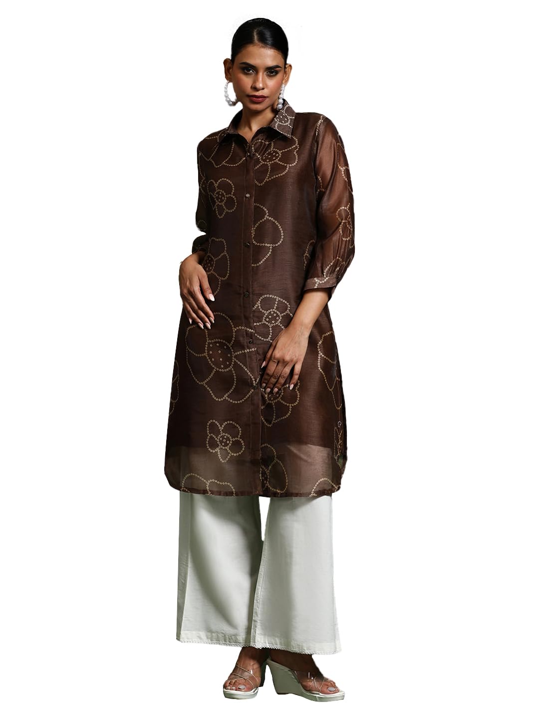 Varanga Women S Chanderi Paisley Regular Fashion Vest (Vkur2048_Brown XL коричневый