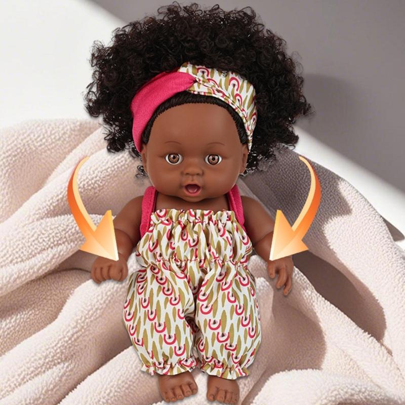 8inch Soft Reborns African Doll For Children's Daily Comforting Imaginative Pretend Play Parenting Game Collectible Toy