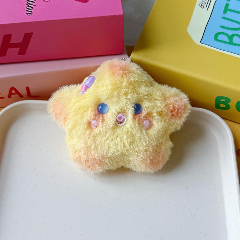 1Pcs Squeak Crown Star Plush Keychain Cartoon Stuffed Doll Pendant Car Key Ring Backpack Bag Decor Kid Gift