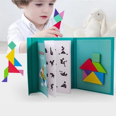 Magnetic Wooden Tangram Puzzle - SHOP-STORY - Educational Game for Children Ages 3 and Up - Multicolored