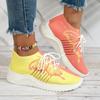 Women Sneakers Butterfly Printing Sport Shoes Fashion Knitted Fabric Mesh Trainers Soft Thick Sole Walking Jogging Running Shoes