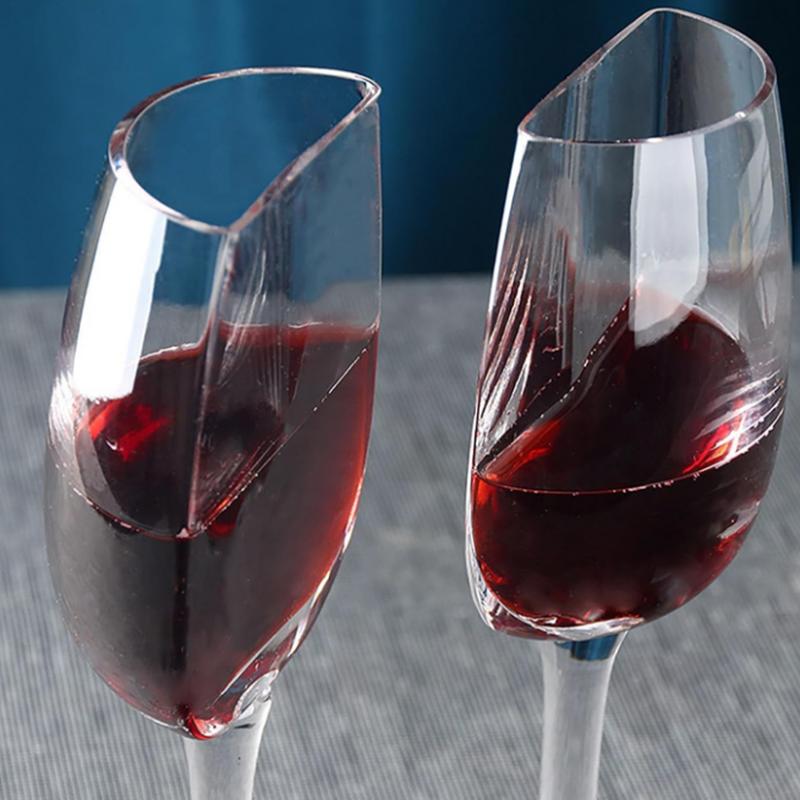 2pcs Semicircular Red Wine Cup 140ml Creative Crystal Glass Portable Clear Half Wine Glass Fun European Creative Crystal Glass