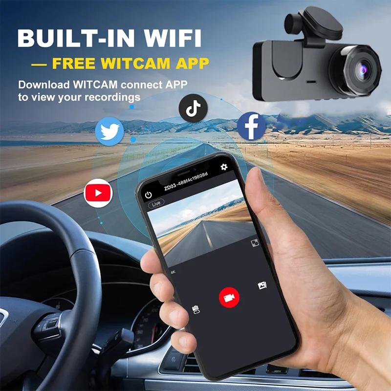 WIFI APP Video Recorder 2/3 Channel 1080P Car DVR Night Vision Dash Cam for Car Camera 3ways Rear view camera Car accessories