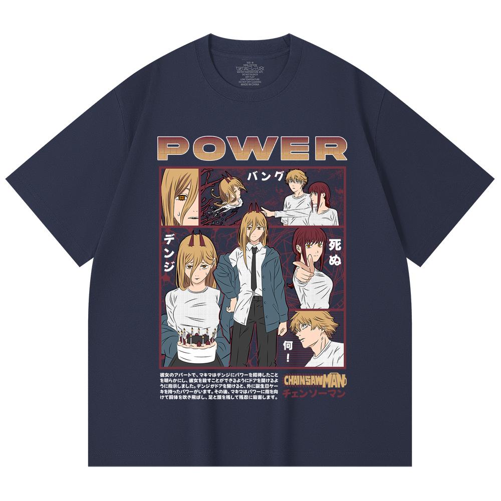 230 g/m² 100% Baumwolle Kettensägenmann V1 Power Print Unisex Schweres Baumwoll-T-Shirt