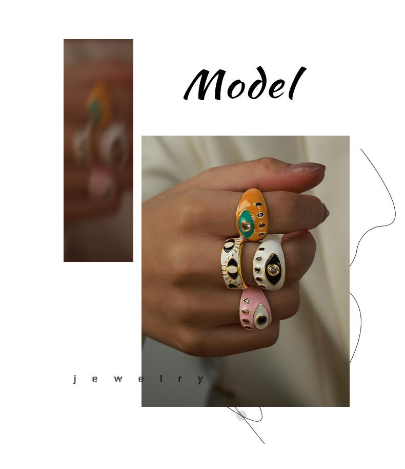 Men's Adjustable Retro Demon Eye Enamel Ring