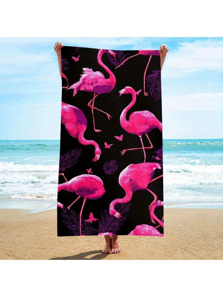 

1pc, Flamingo Pattern Beach Towel, Single-Sided Printing, Suitable for Daily Use/Valentine S Day/Mother S Day/Independence Day W40*H60(CM)