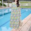Vintage Print Loose Dresses For Women Plus Size Short Sleeve Casual Long Dress Summer Elegant Middle-aged Women's Clothing