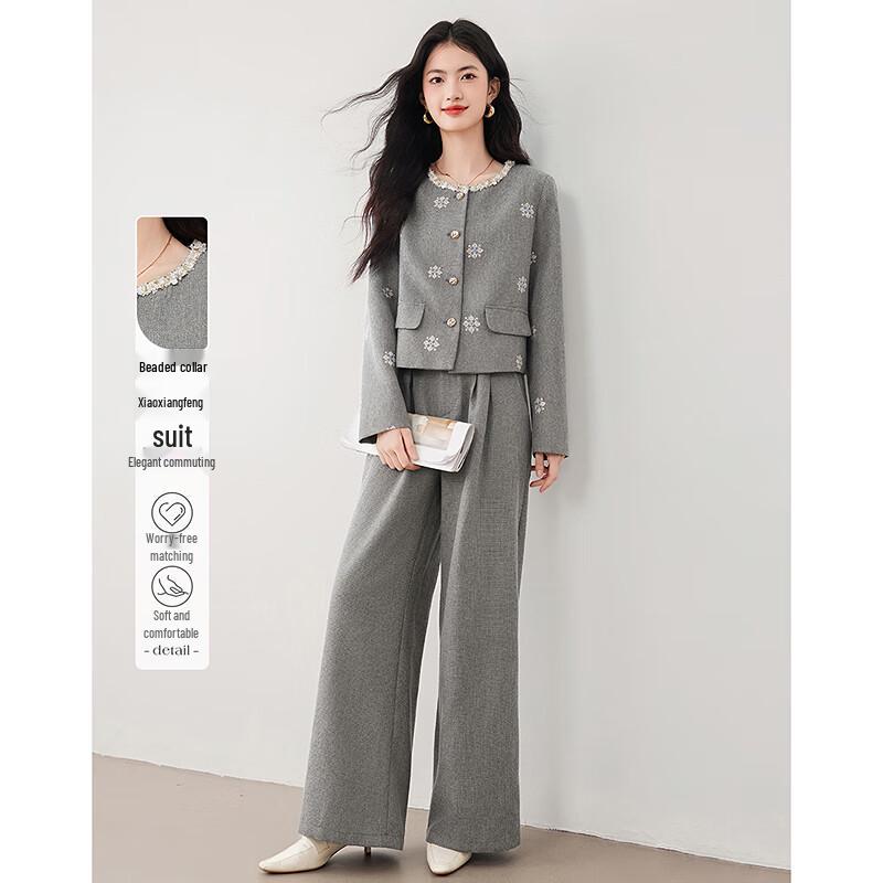 Petite Women s Beaded Neckline Slimming Two-Piece Set XL