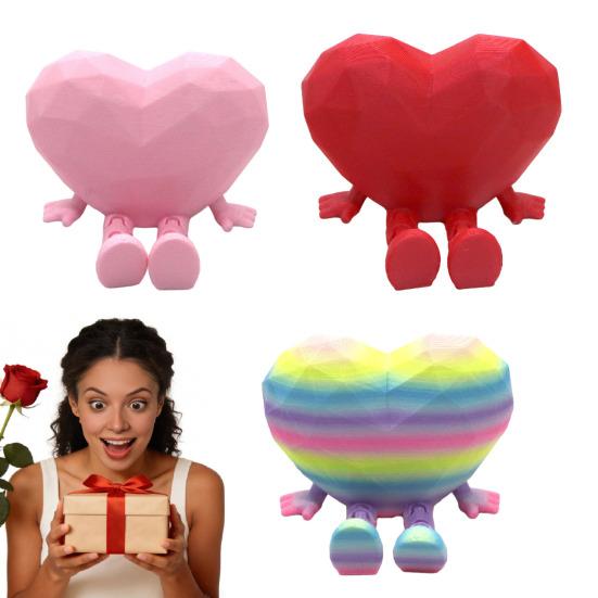 Ozdoba Siedzące Serce Urocza Figurka Serca z Ruchomymi Nóżkami Domowe Biuro Półka na Biurko Statuetka Serce Miłości Prezent dla Zakochanych Przyjaciół