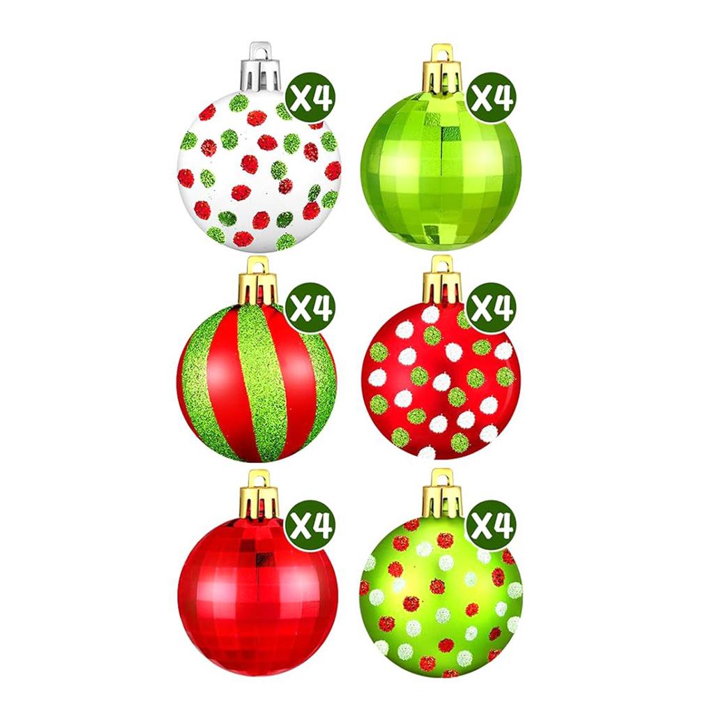 24pcs Xmas Ball Ornaments 2.0in Shatterproof Xmas Tree Balls Decoration Painting Hanging Ball for Ho