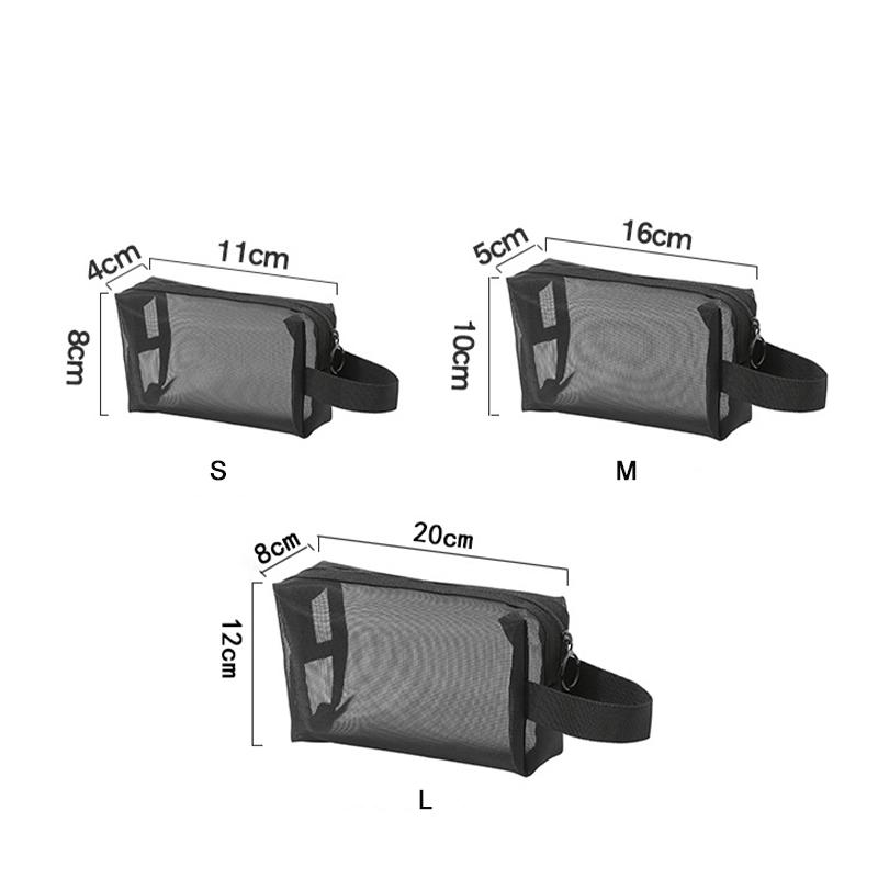Schwarze Schicht Reise Kosmetiktasche Große Kapazität Netz Make-up Tasche Make-up Aufbewahrungsbeutel Reise Toilettenartikel Kosmetik Aufbewahrungstaschen