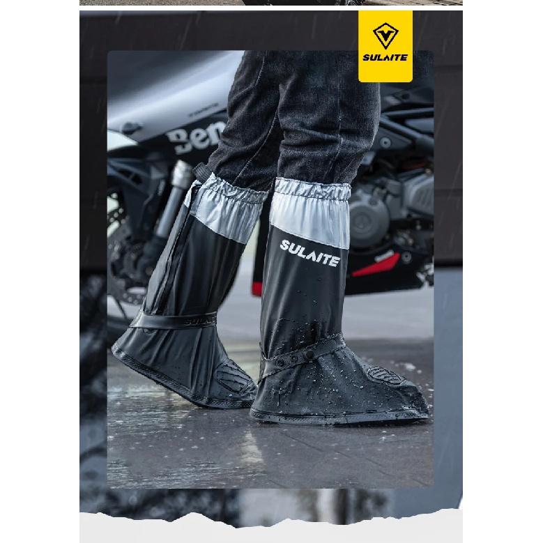 SULAITE Motorcycle Rain Boots Waterproof Shoe Cover Reflective Cycling Shoe Protection Reusable Motorcyclist Protective Gear