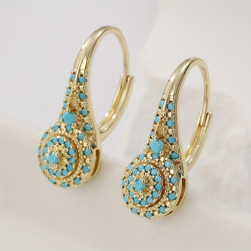 Ladies' Elegant Green Synthetic Turquoise Earrings Suitable for Daily Casual or Formal Occasions Valentine's Day Gift