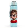 1PC Girl With Glasses Cute Portrait Print 750ml Color Plastic Sports Water Bottle Leakproof Flip Straw Lid Suitable for Sports Office Home Use