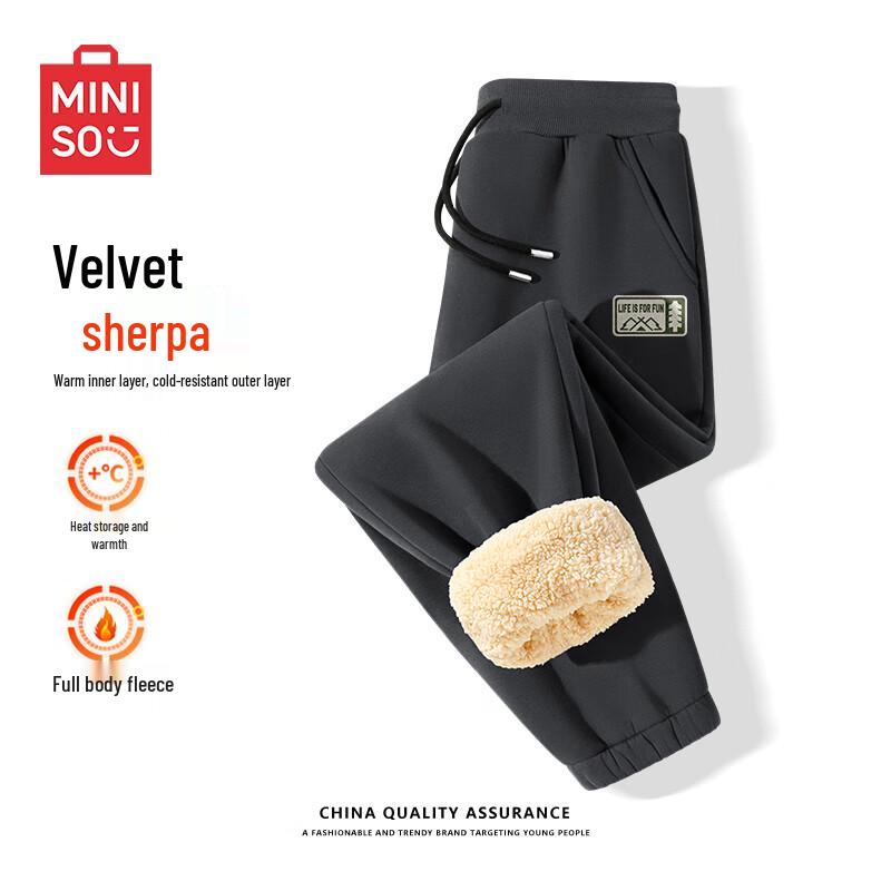 

MINISO Men s Sherpa Lined Winter Joggers XL