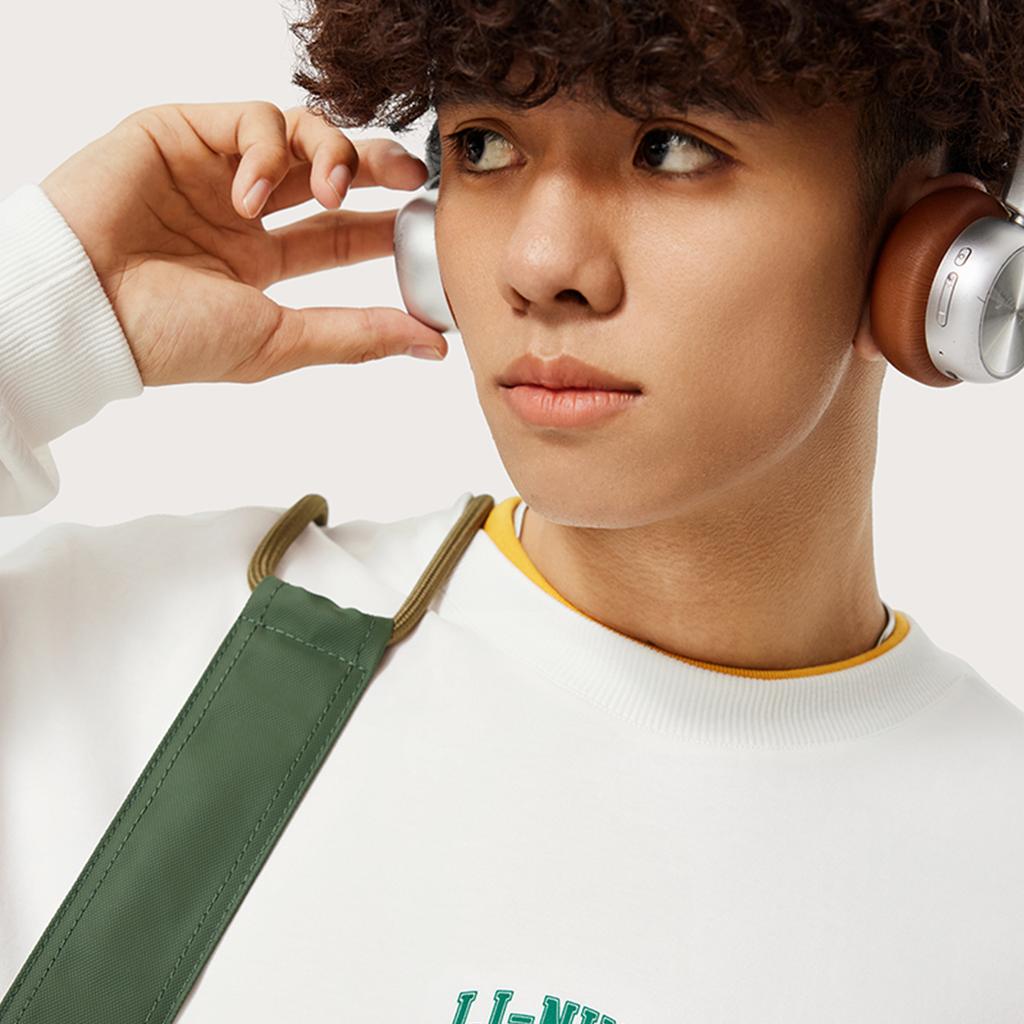 Li Ning Comfortable Casual Round Neck Sweatshirt Men Tops Off-White AWDU609-1