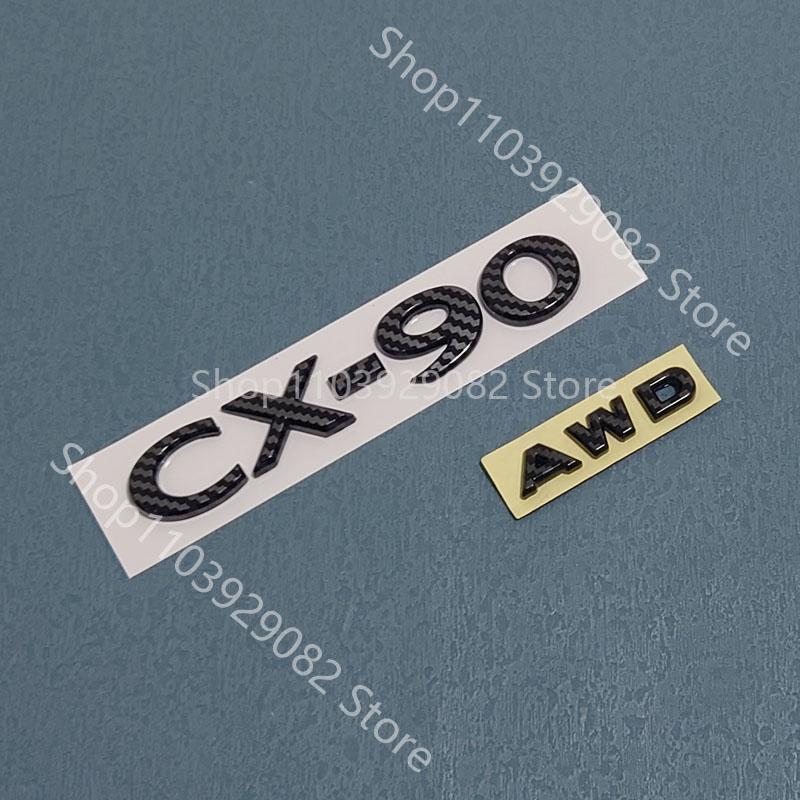 For Mazda CX-60 Black Front Logo, Middle Grille Sticker, CX90 Rear Logo, Luggage Compartment Logo Accessory Sticker Carbon Fiber Yvmsj22