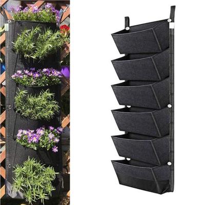Planteringspåse Vattentät skiktad design Korrosionsbeständig Återfuktande Trädgårdsdekor med stor kapacitet 6-fickor Väggmonterad Planteringsväska för blomväxt