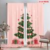 2pcs,2D Plane Printing Curtain Popular Christmas Tree Gifts_c Durable 100% Polyester Fabric (without Rod) Decorations Outdoor
